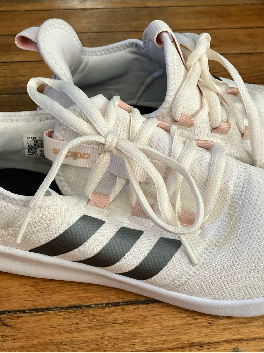 adidas Women’s White and Blush Lightweight Athletic Sneakers